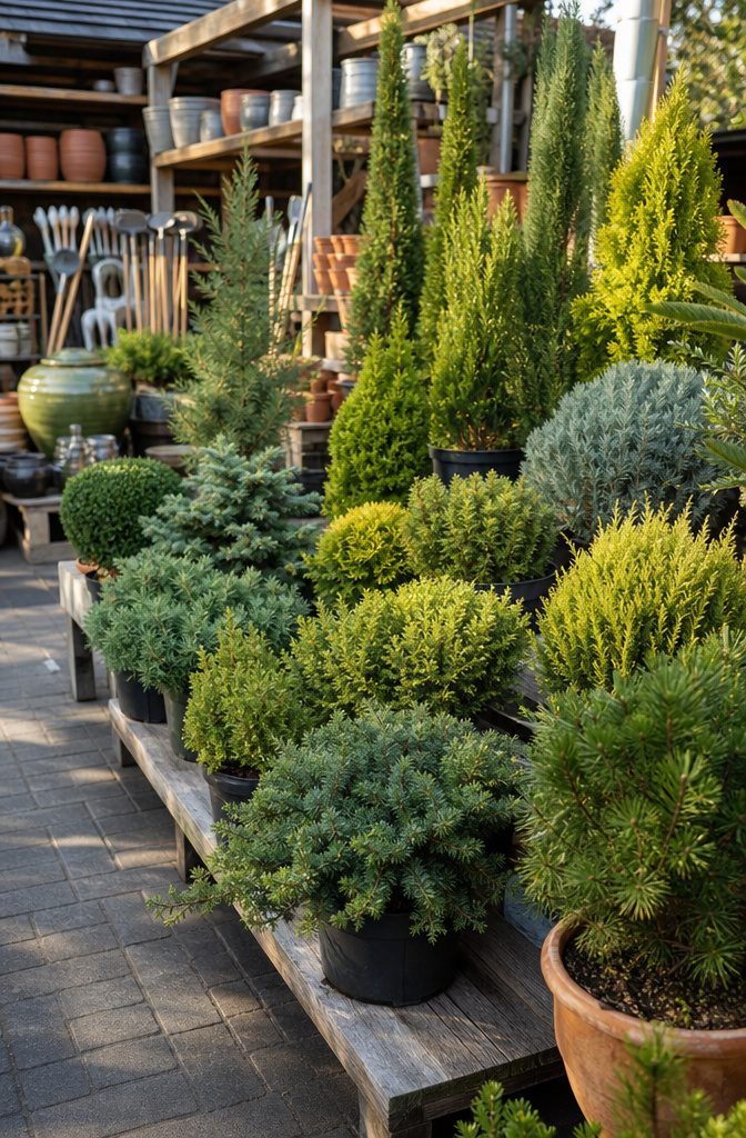 Evergreen Garden Border: 7 Shrubs and Plants for Year-Round Structure 15 An outdoor garden with various shrubs and plants in a well-maintained border.