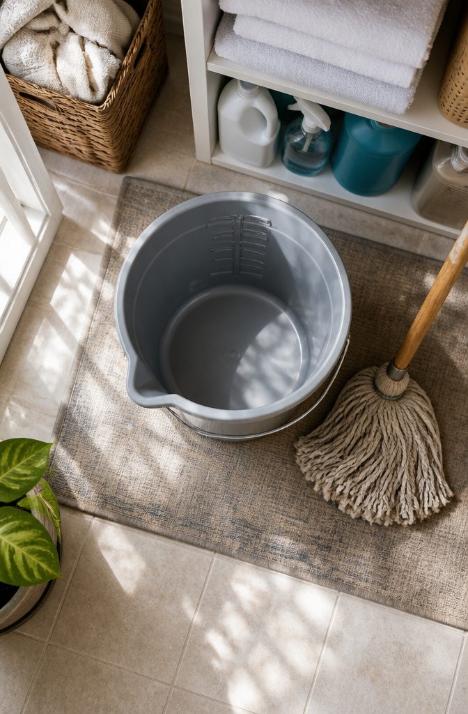 A 5-gallon bucket featuring measurement marks and a pour spout.