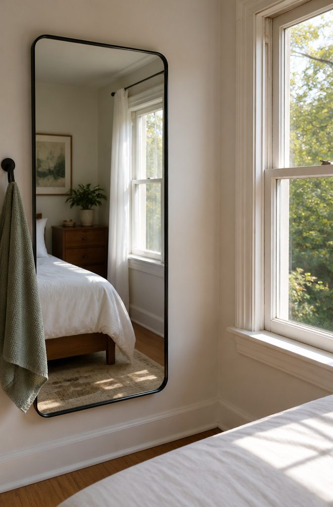 How to Clean the Room: 8 Steps for a Fresh Space 6 A clear mirror and window frame illuminated by sunlight.