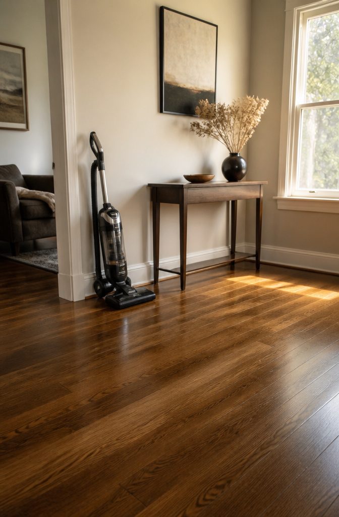 How to Clean the Room: 8 Steps for a Fresh Space 7 A vacuum cleaner in action on a carpeted floor.