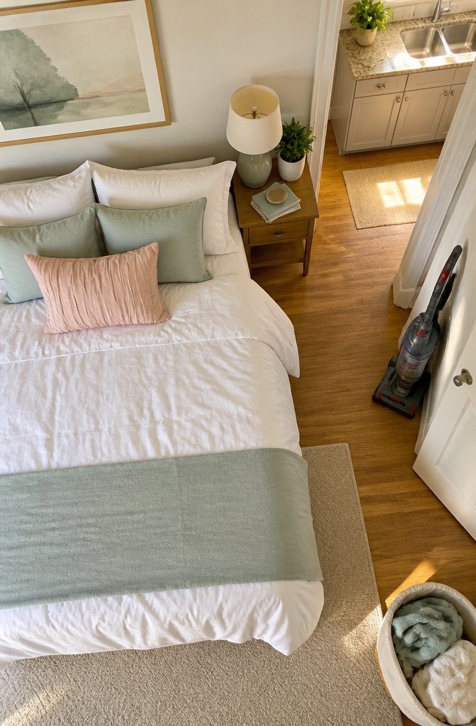 Keep Your House Clean Schedule: Daily, Weekly, Monthly, Seasonal 1 A neatly made bed and clean kitchen counters.