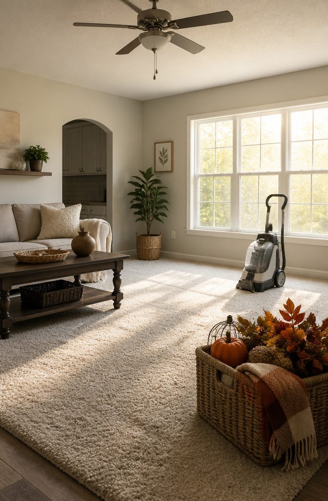 Keep Your House Clean Schedule: Daily, Weekly, Monthly, Seasonal 4 A clean living area prepared for seasonal maintenance tasks.