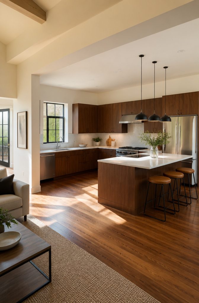 7 Kitchen Design Plans to Fit Your Space and How You Cook 5 An L-shaped kitchen with counters along two adjoining walls.