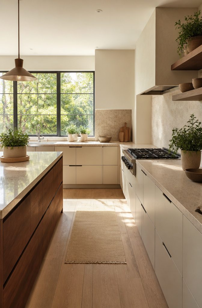7 Kitchen Design Plans to Fit Your Space and How You Cook 15 A kitchen designed with sustainable materials and natural light.