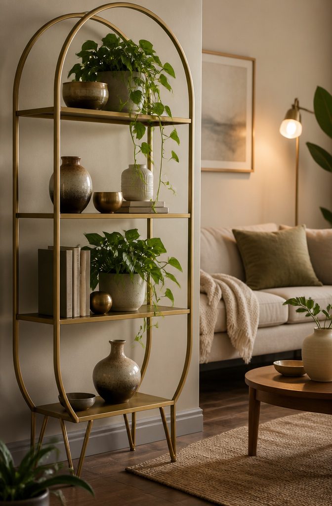 8 Metal Storage Rack Decor Ideas for Every Room 4 Thinner-gauge steel shelving with a mid-century design.