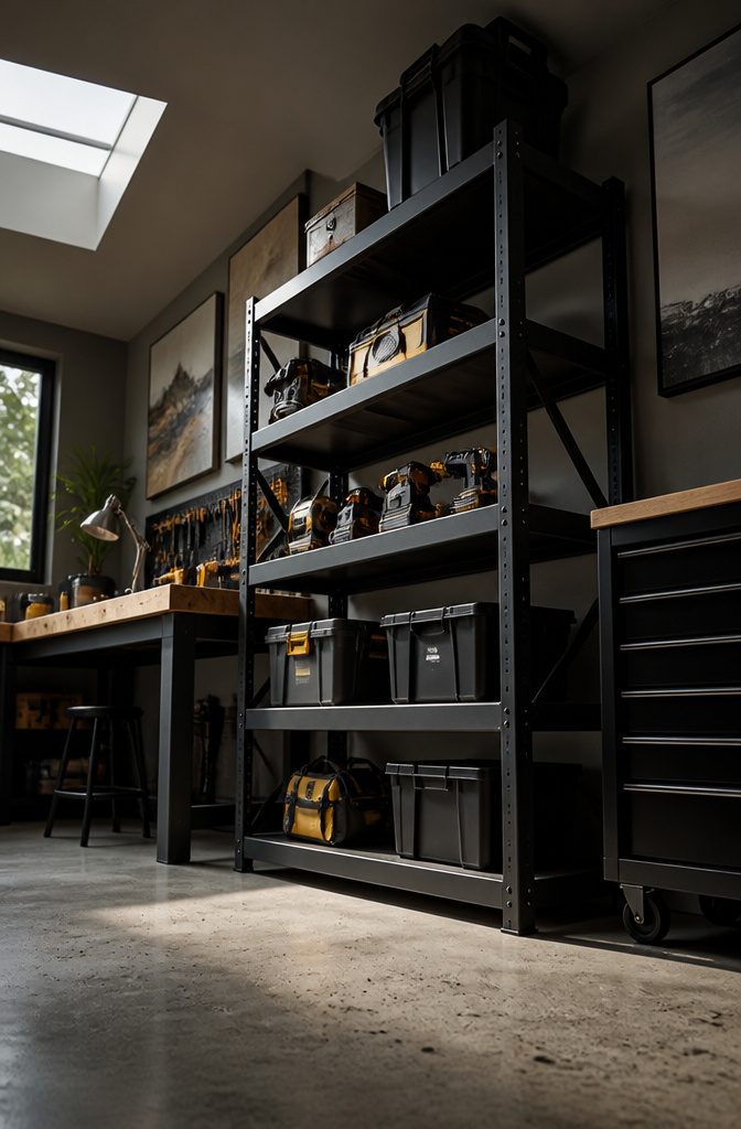 8 Metal Storage Rack Decor Ideas for Every Room 3 Welded-frame steel shelving with particleboard and wire decks.