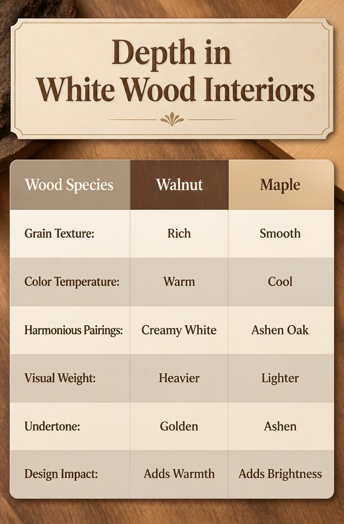 A display of different wood tones against a white backdrop.